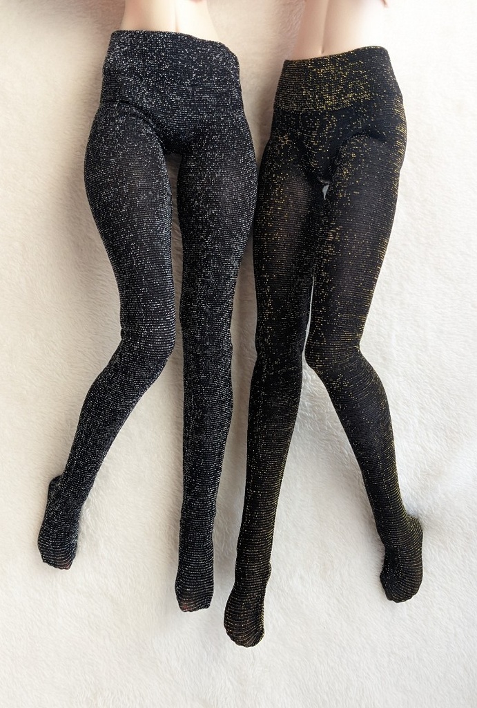 DDP系サイズ ハイゲージタイツ ブラック×シルバーラメ