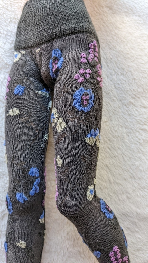 last1 DDP系サイズ タイツ ボタニカルフラワー ダークグレー