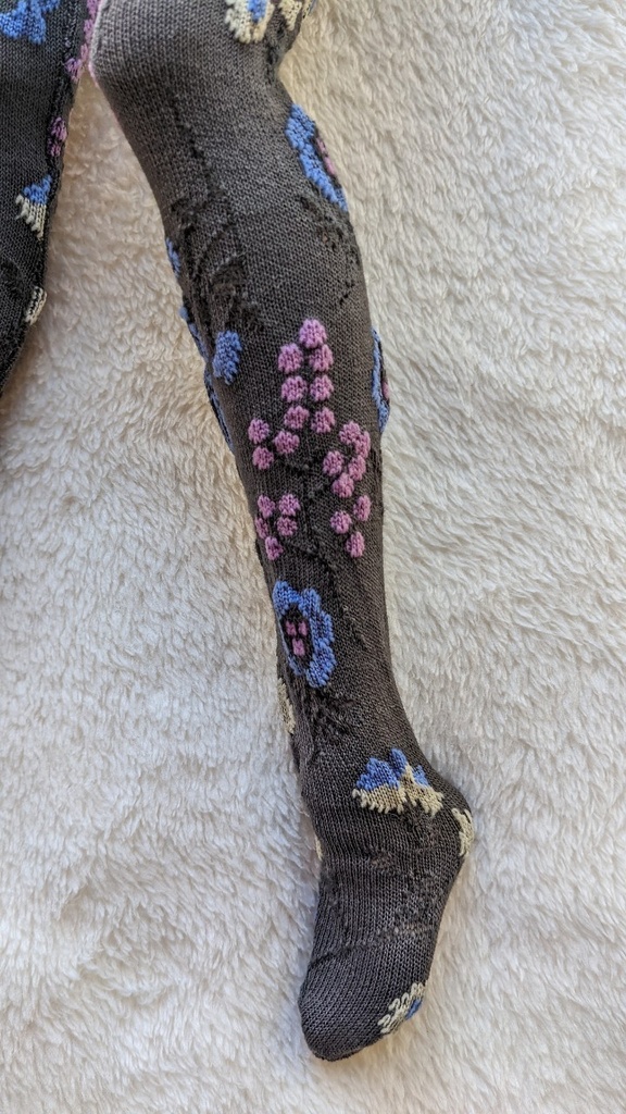 last1 DDP系サイズ タイツ ボタニカルフラワー ダークグレー