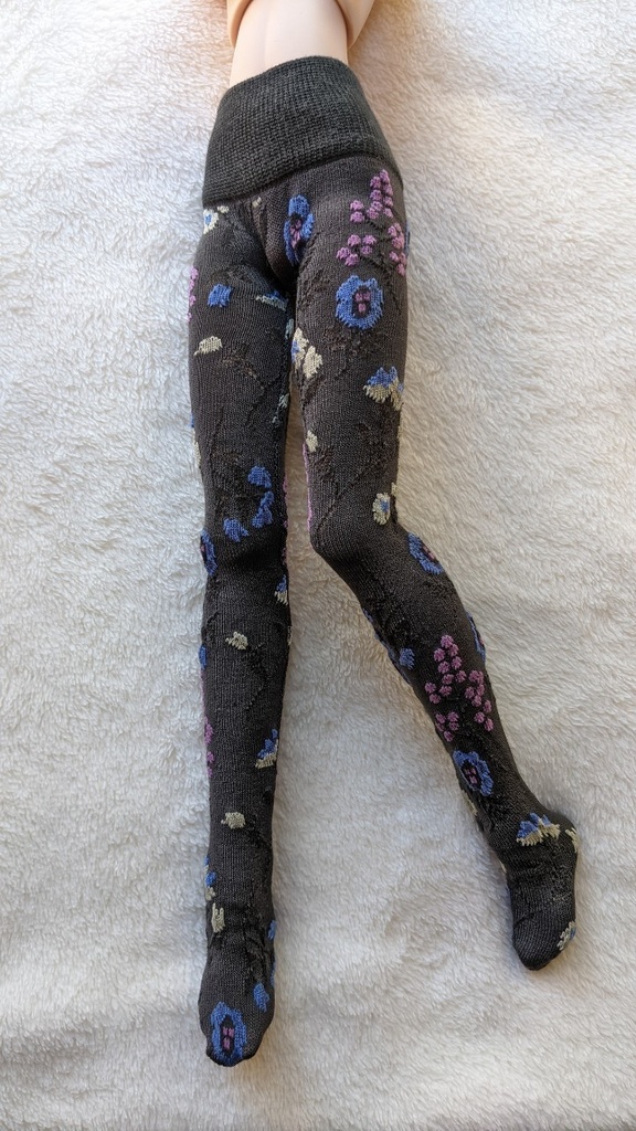 last1 DDP系サイズ タイツ ボタニカルフラワー ダークグレー