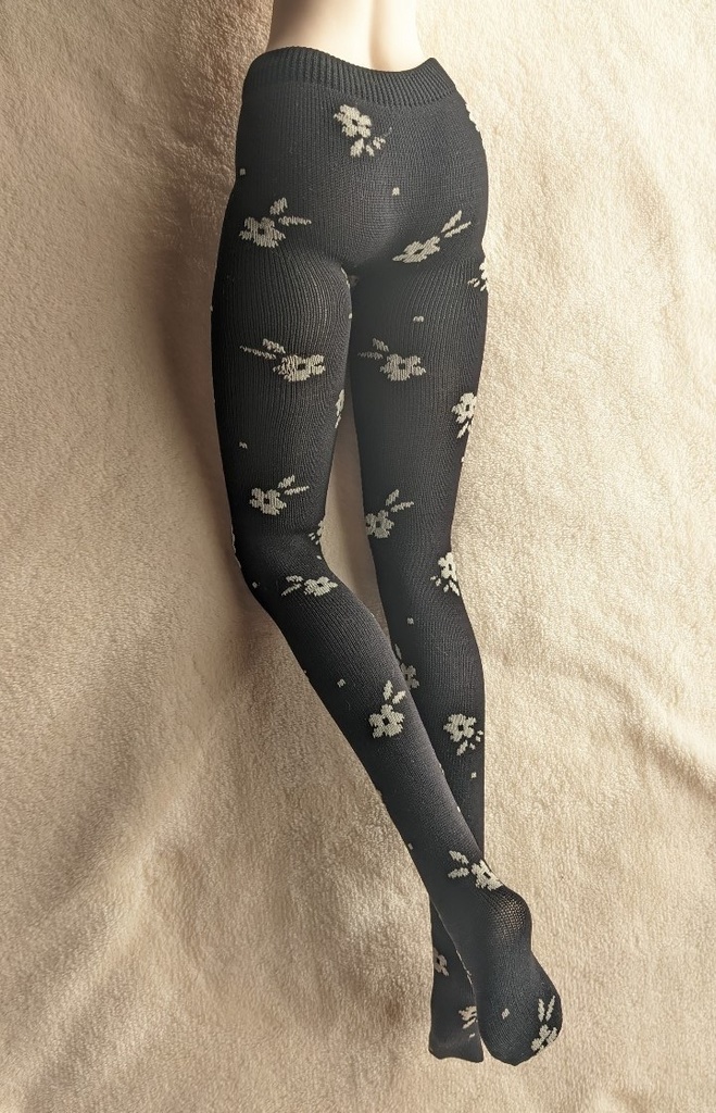 DD系サイズ タイツ ミニフラワー ブラック・ホワイト DDDY・スマートドール着用可能