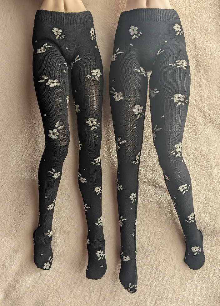 DD系サイズ タイツ ミニフラワー ブラック・ホワイト DDDY・スマートドール着用可能