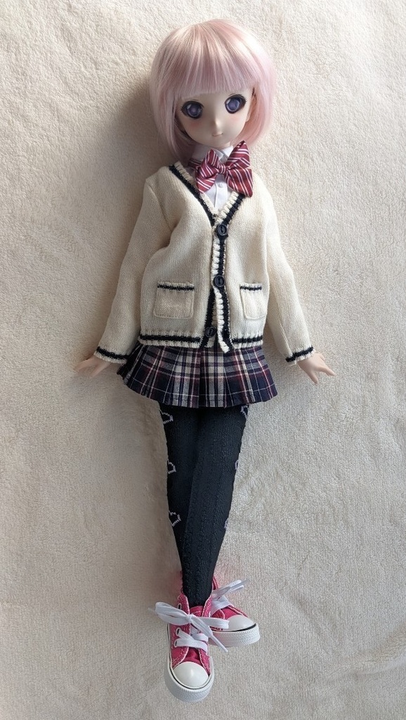 1/3フリーサイズニーソックス ホイップラインハート 黒・ピンク