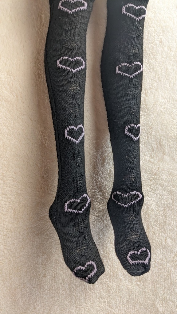 1/3フリーサイズニーソックス ホイップラインハート 黒・ピンク