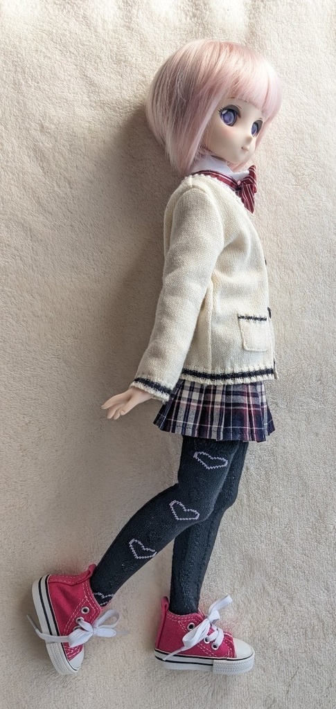 1/3フリーサイズニーソックス ホイップラインハート 黒・ピンク