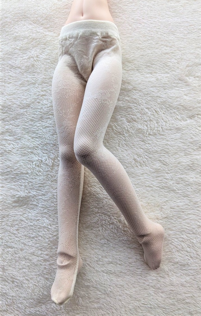 last1 MDD系サイズ ハイゲージタイツ フラワーレース クリームホワイト