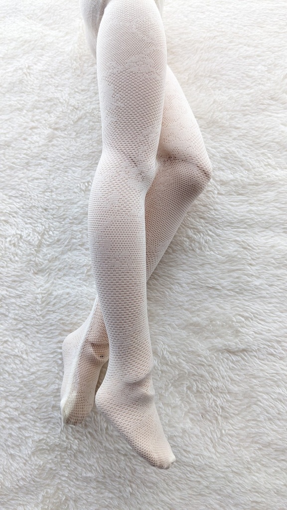 last1 MDD系サイズ ハイゲージタイツ フラワーレース クリームホワイト