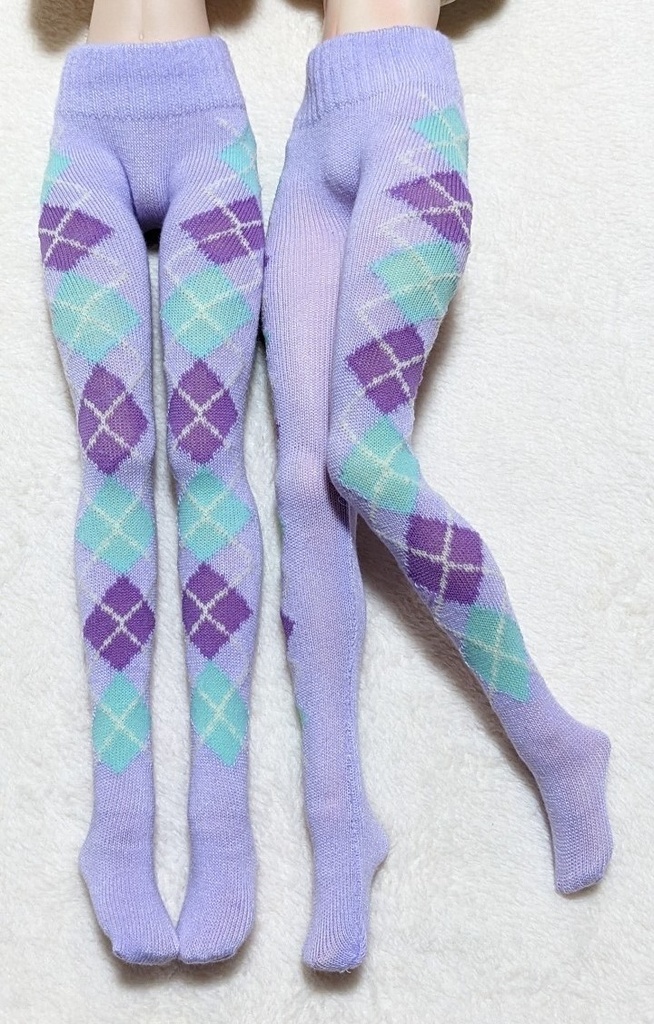 last1 DDP系サイズ タイツ サイドアーガイル ライラック・紫・緑