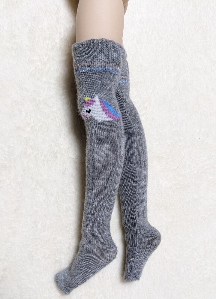 1/3フリーサイズ ニーソックス ユニコーン グレー MDD,DDP,DDなどに着せられるソックス