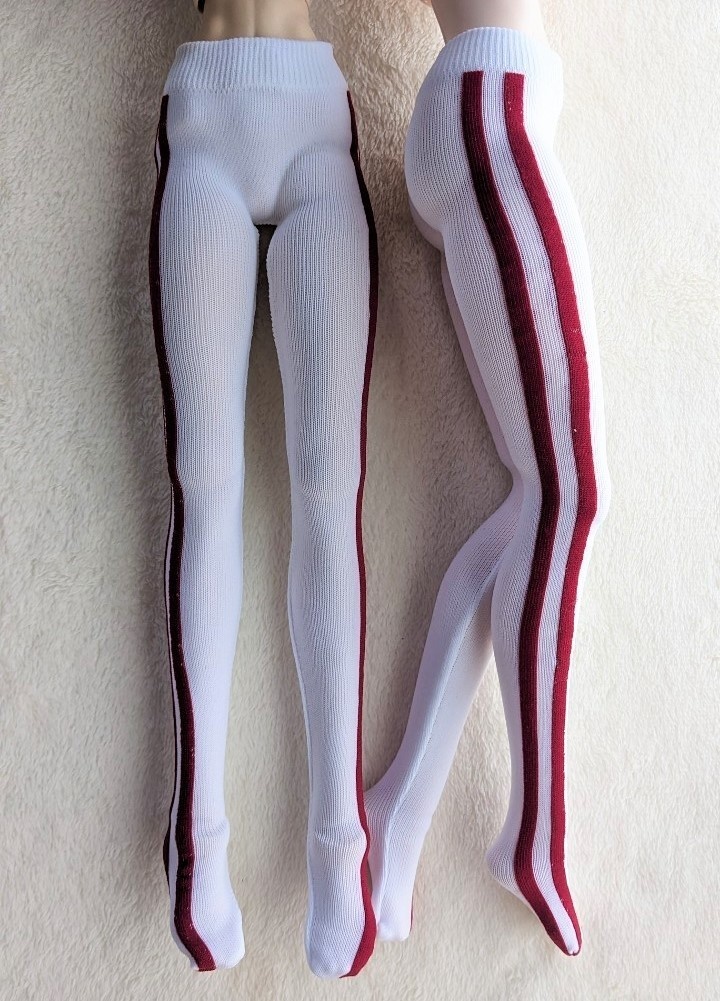 DD系サイズ タイツ サイドダブルライン 白・赤 DDDy着用可