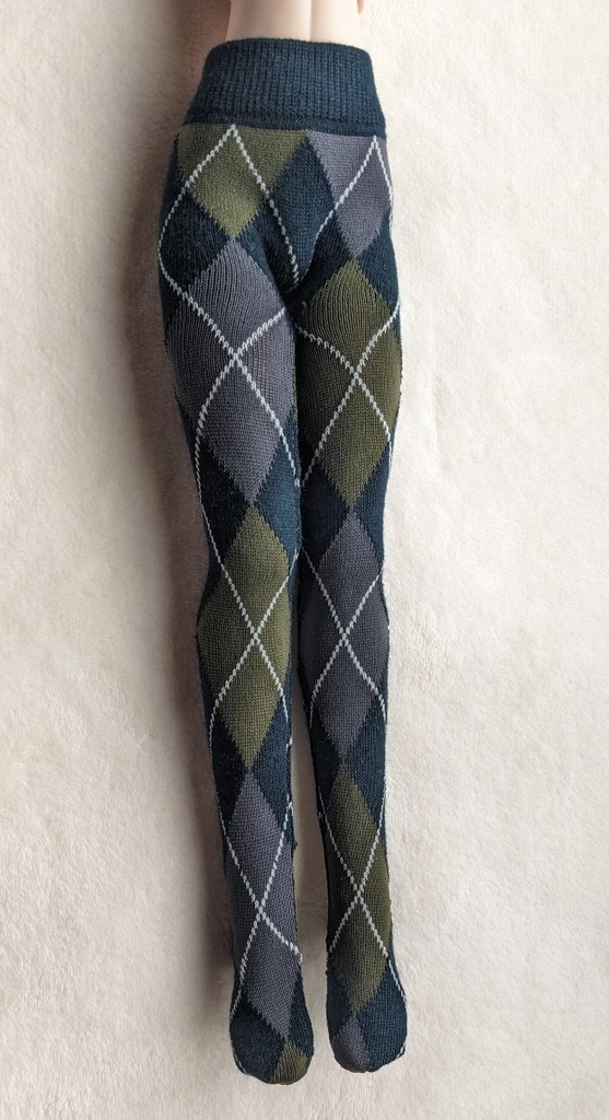 last1 DDP系サイズ タイツ ミディアムアーガイル 深緑・灰・緑