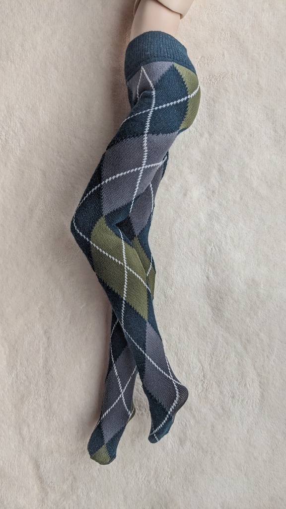 last1 DDP系サイズ タイツ ミディアムアーガイル 深緑・灰・緑