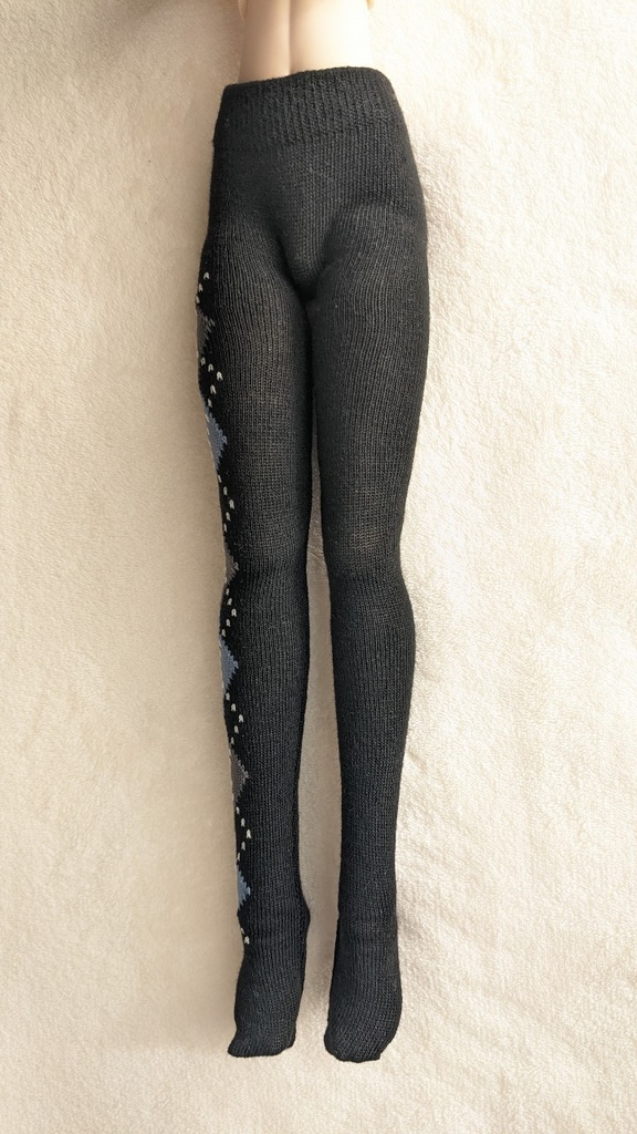 last1 DDP系サイズ タイツ アシメサイドアーガイル 黒・青・灰