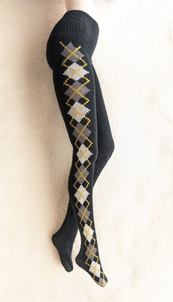 DD系サイズ タイツ サイドアーガイル 黒・イエロー・灰 DDDy・スマートドール対応