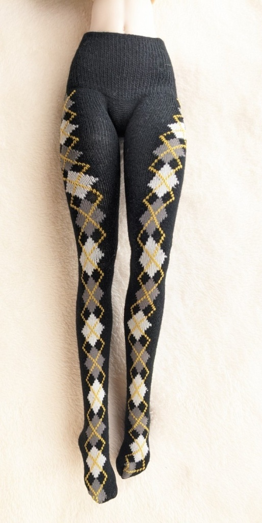 DD系サイズ タイツ サイドアーガイル 黒・イエロー・灰 DDDy・スマートドール対応