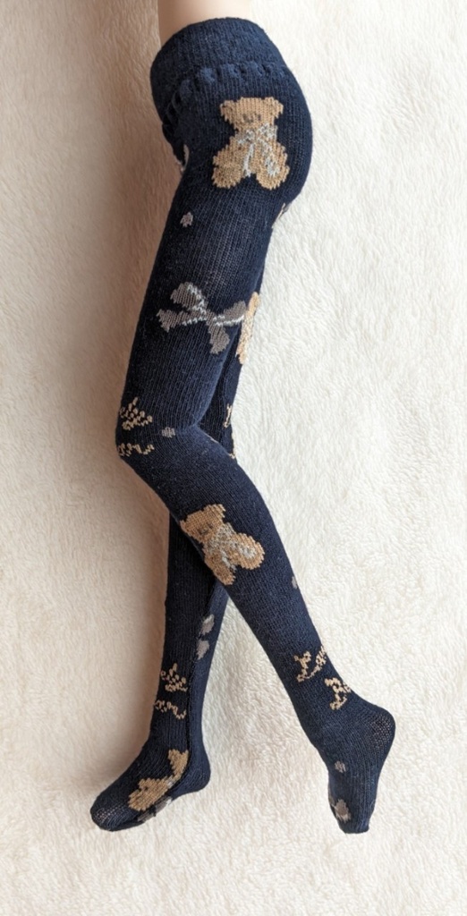 再販 MDD系サイズ タイツ くまさんとリボン 黒 DDP着用可能