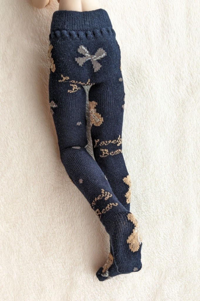 再販 MDD系サイズ タイツ くまさんとリボン 黒 DDP着用可能