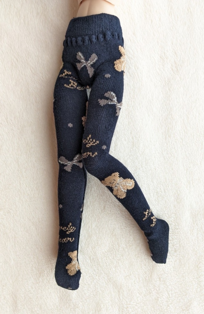 再販 MDD系サイズ タイツ くまさんとリボン 黒 DDP着用可能