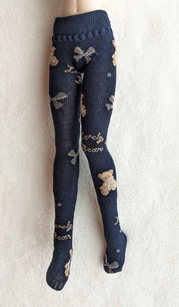 再販 MDD系サイズ タイツ くまさんとリボン 黒 DDP着用可能