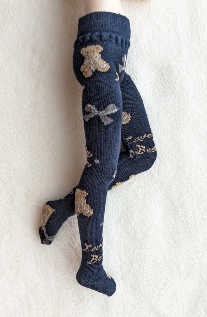 再販 MDD系サイズ タイツ くまさんとリボン 黒 DDP着用可能