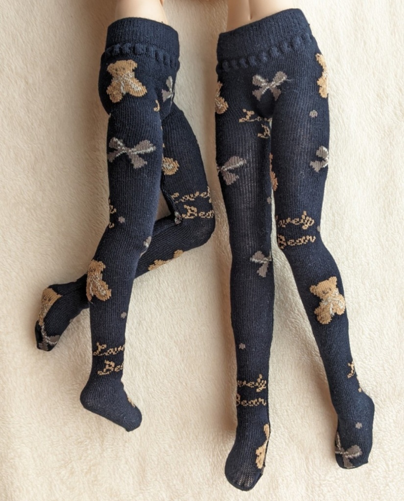 再販 MDD系サイズ タイツ くまさんとリボン 黒 DDP着用可能