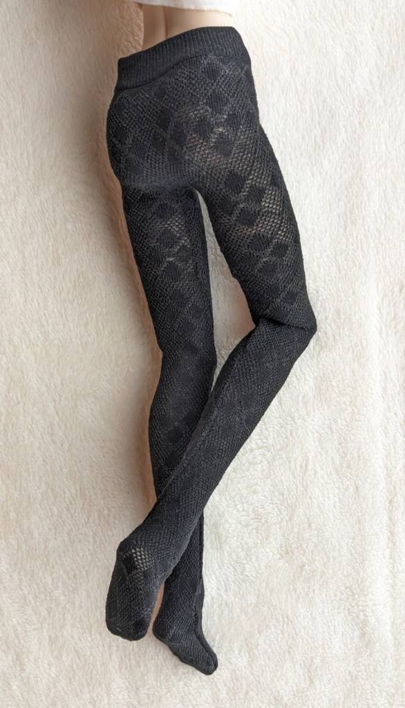 last1 DDP系サイズ ハイゲージタイツ 透けアーガイル 黒