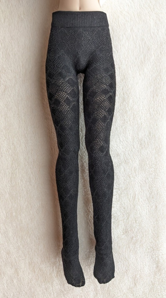 last1 DDP系サイズ ハイゲージタイツ 透けアーガイル 黒