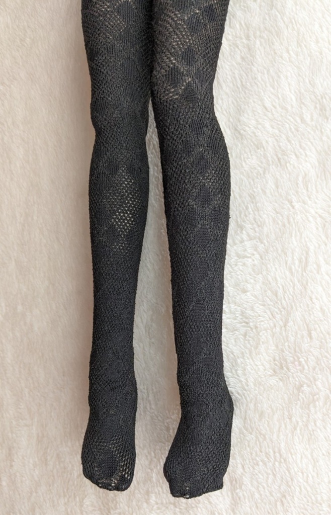 last1 DDP系サイズ ハイゲージタイツ 透けアーガイル 黒