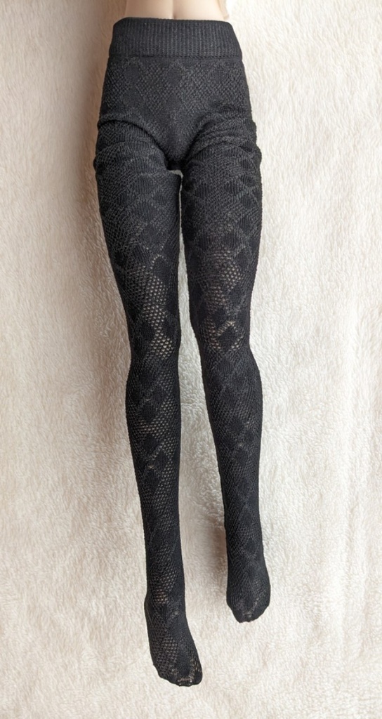 last1 DDP系サイズ ハイゲージタイツ 透けアーガイル 黒