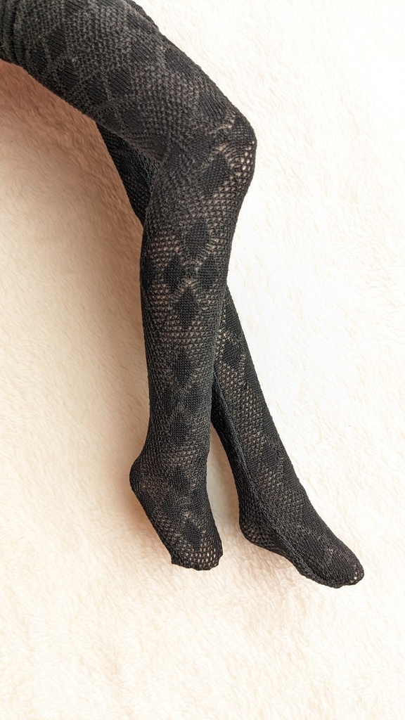 last1 MDD系サイズ ハイゲージタイツ 透けアーガイル 黒