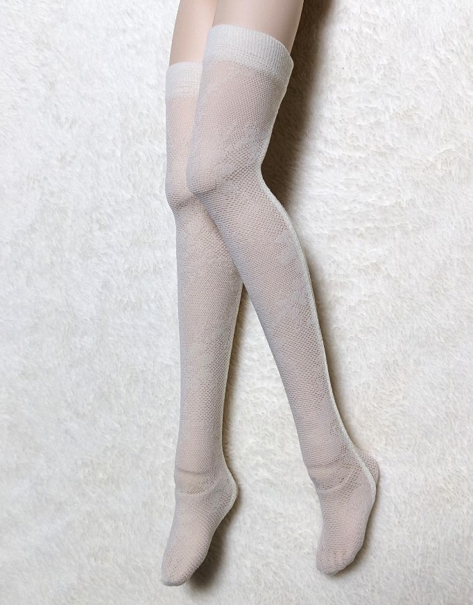 再販 ニーソックス フラワーレース クリームホワイト