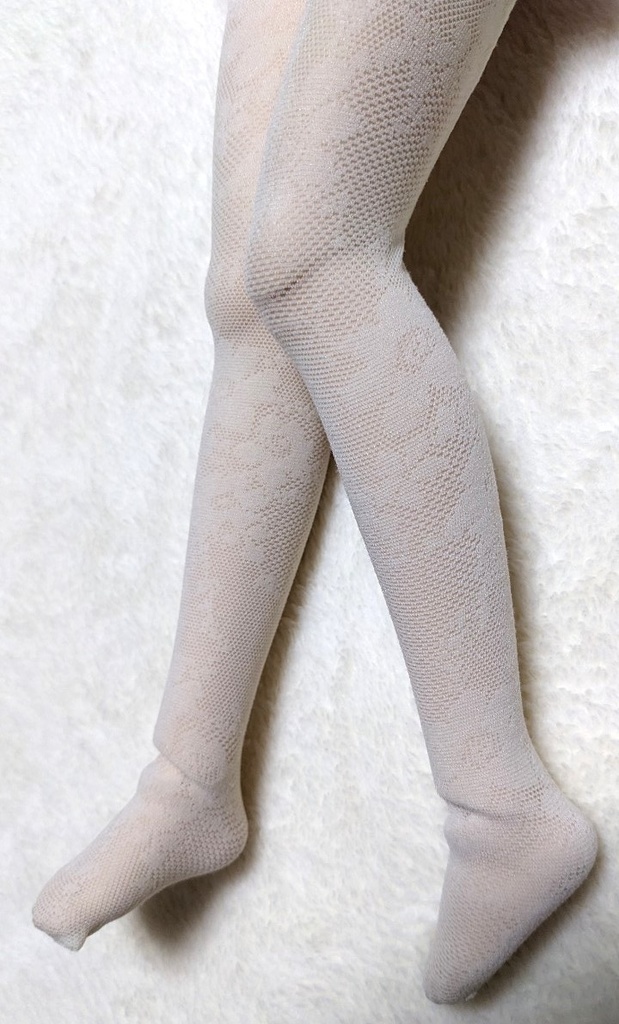 再販 ニーソックス フラワーレース クリームホワイト