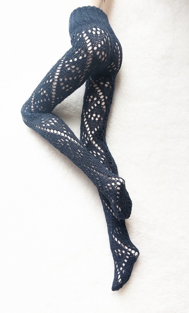 DDP系サイズ ハイゲージタイツ ラメラッセルダイヤ 紺・青ラメ