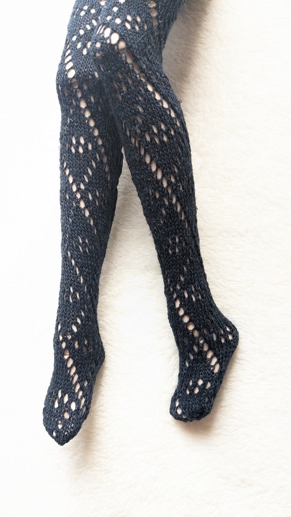 DDP系サイズ ハイゲージタイツ ラメラッセルダイヤ 紺・青ラメ