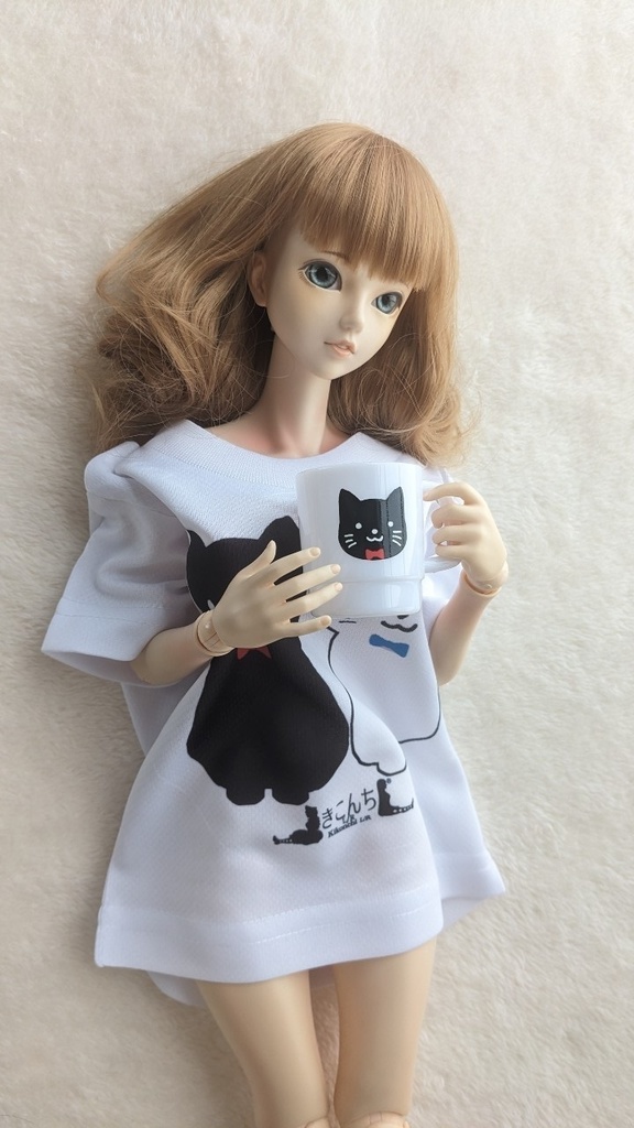 SD・DD系サイズ オリジナルプリントビッグT 黒猫白猫 DDDy・SD・スマートドール着用可能