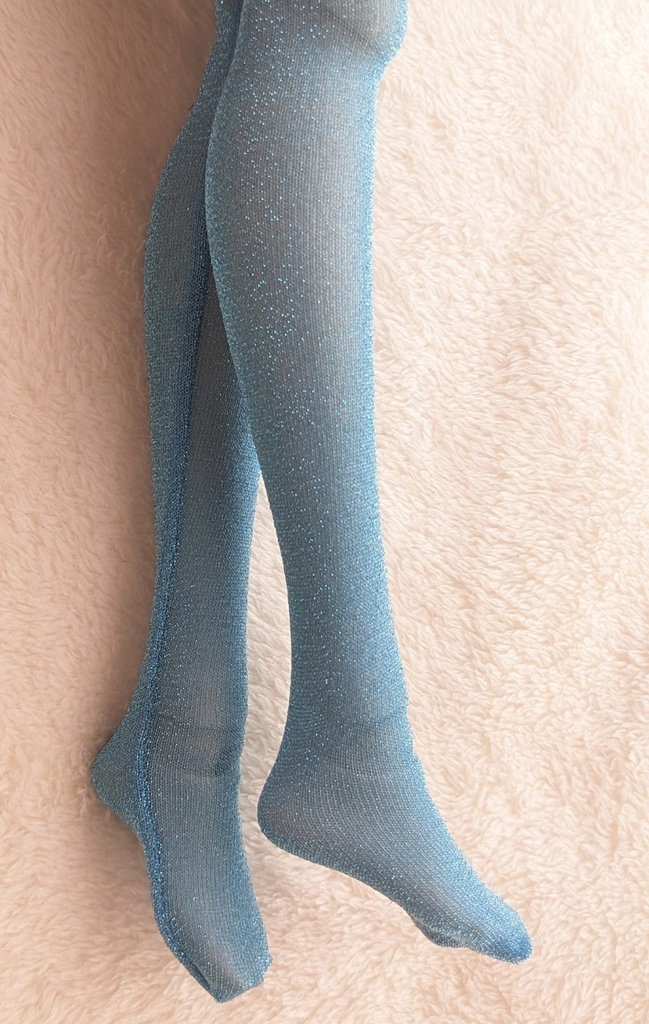 DDP系サイズ ハイゲージタイツ クリアブルー シルバーラメ オビツ50着用可能