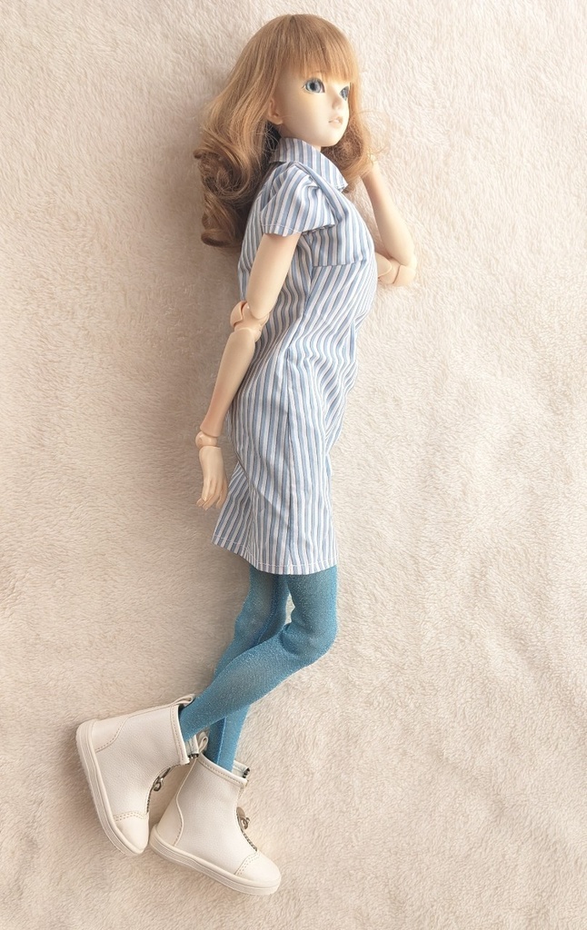 DDP系サイズ ハイゲージタイツ クリアブルー シルバーラメ オビツ50着用可能