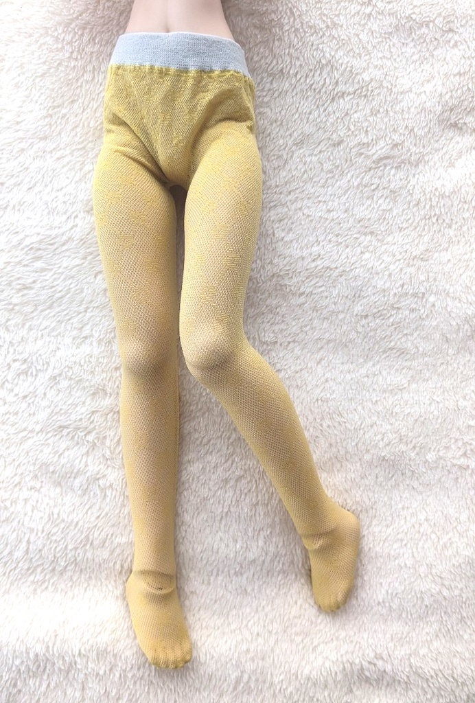 MDD系サイズ ハイゲージタイツ フラワークロスダイヤ クリアイエロー