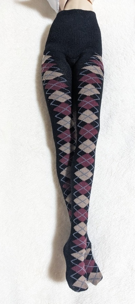 DDサイズ タイツ サイドアーガイル 黒・赤・茶 DDDY着用可