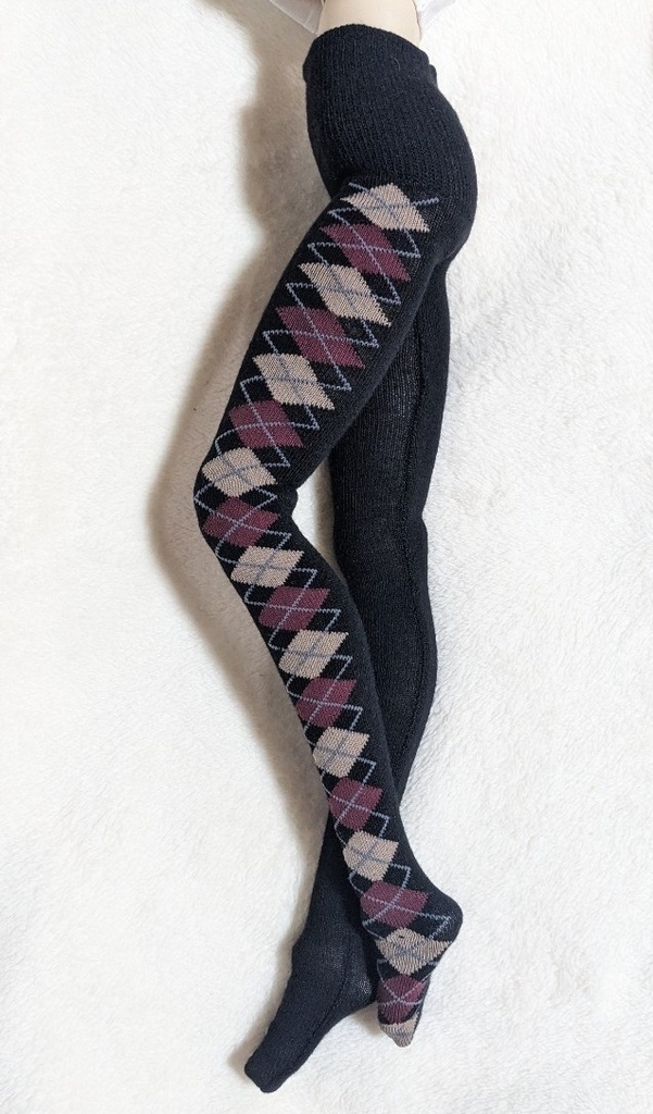 DDサイズ タイツ サイドアーガイル 黒・赤・茶 DDDY着用可