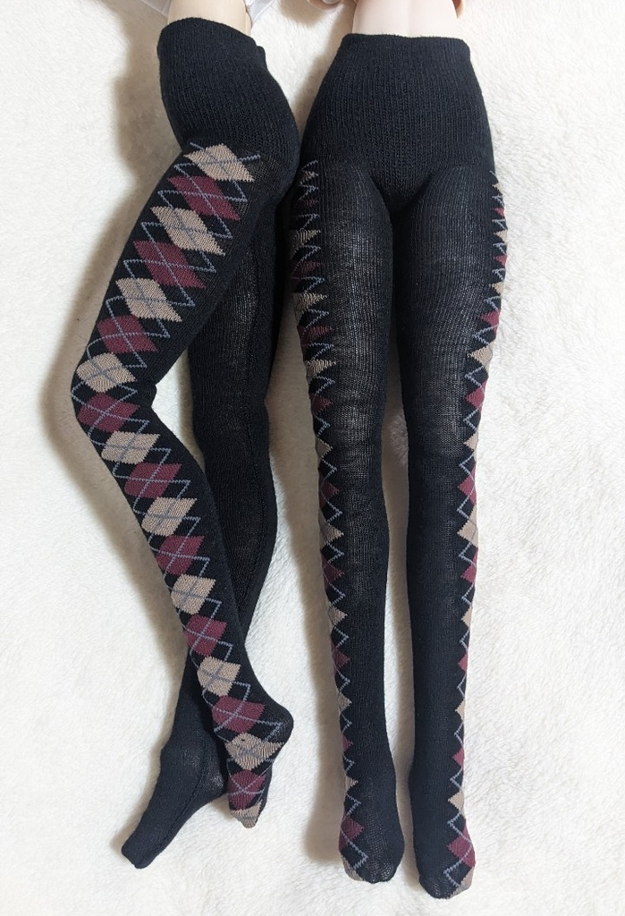 DDサイズ タイツ サイドアーガイル 黒・赤・茶 DDDY着用可