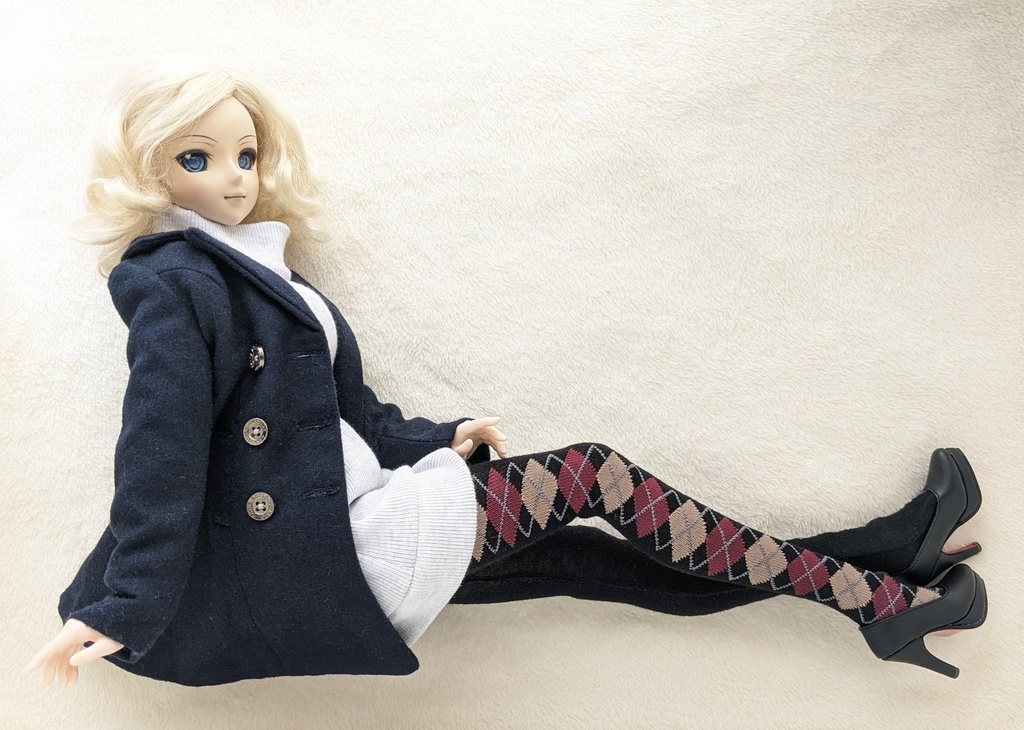 DDサイズ タイツ サイドアーガイル 黒・赤・茶 DDDY着用可