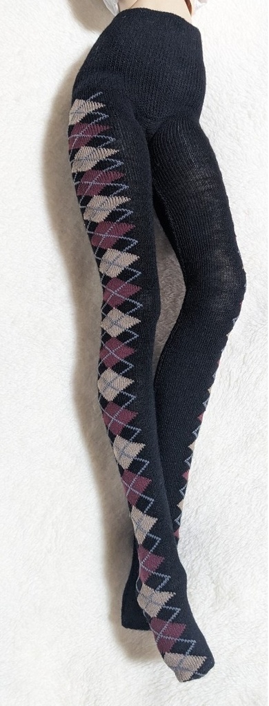 DDサイズ タイツ サイドアーガイル 黒・赤・茶 DDDY着用可