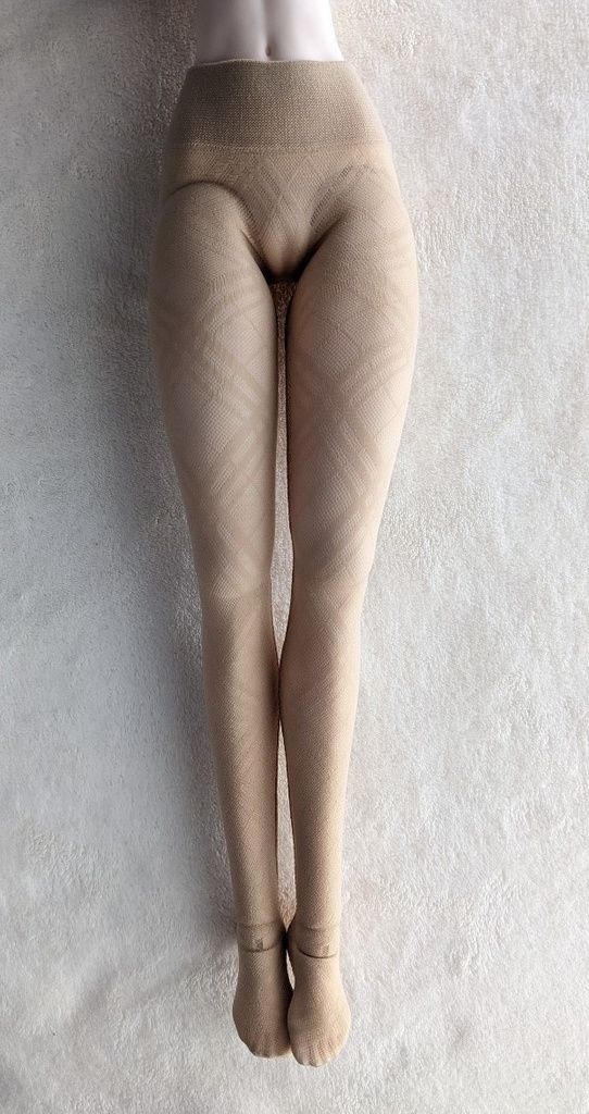 DDサイズ ハイゲージタイツ ビッグチェック クリアベージュ DDDY着用可