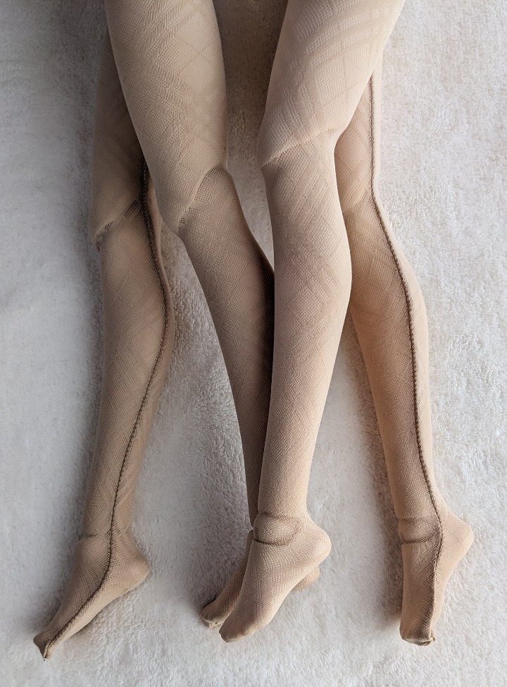 DDサイズ ハイゲージタイツ ビッグチェック クリアベージュ DDDY着用可