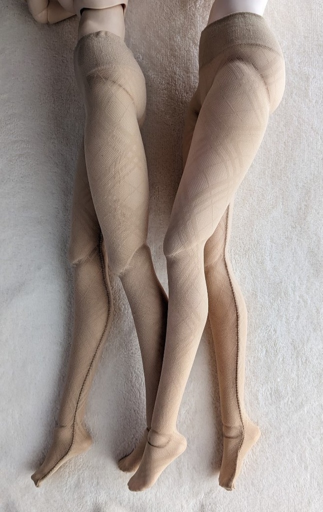 DDサイズ ハイゲージタイツ ビッグチェック クリアベージュ DDDY着用可