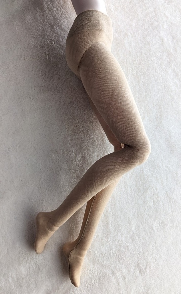 DDサイズ ハイゲージタイツ ビッグチェック クリアベージュ DDDY着用可