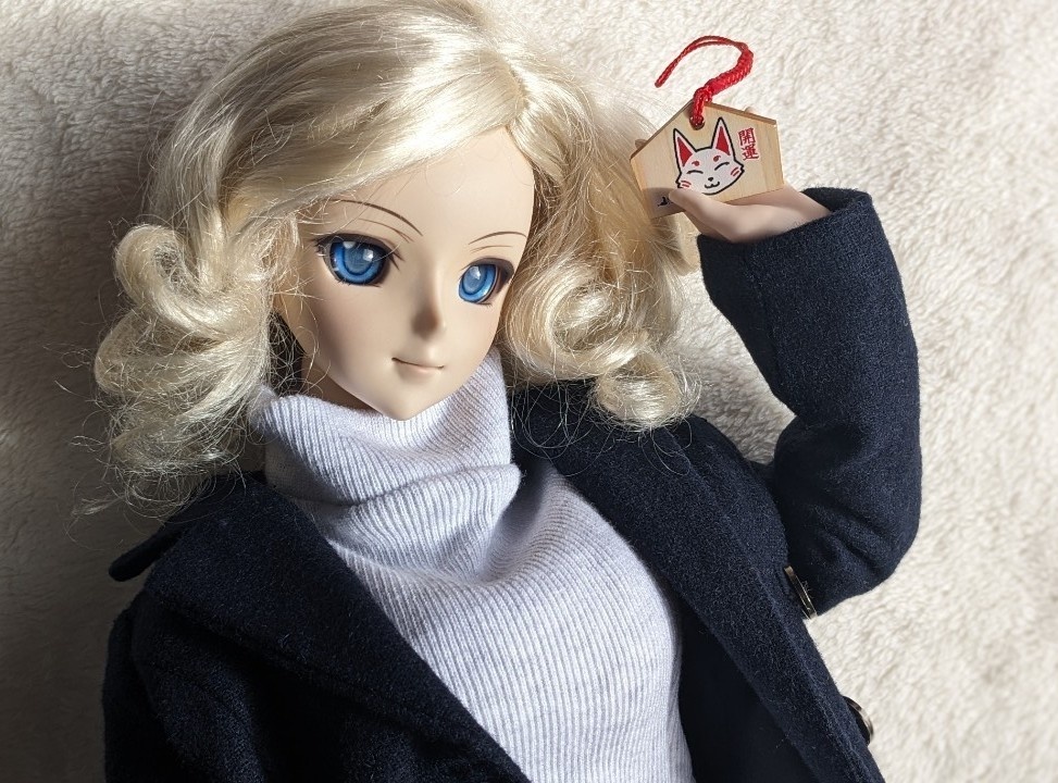 ドール用絵馬 きつねさん MDD,DDP,DD,SD、幼SD、他1/12サイズのドールなどにもおすすめの絵馬