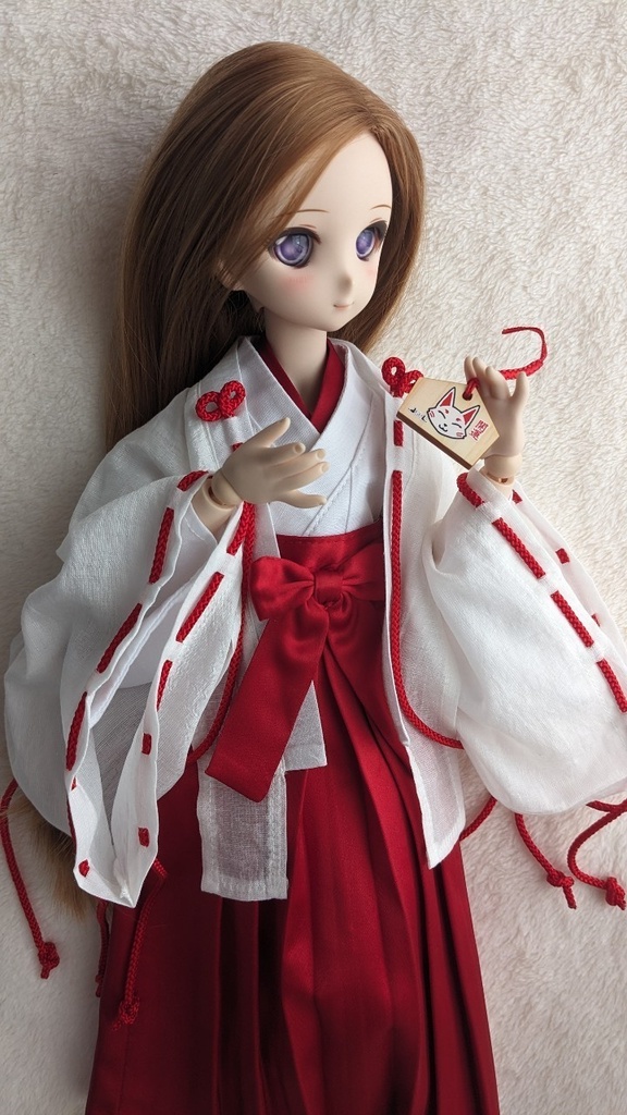 ドール用絵馬 きつねさん MDD,DDP,DD,SD、幼SD、他1/12サイズのドールなどにもおすすめの絵馬