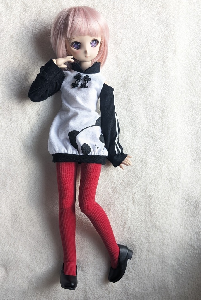 MDDサイズ ハイゲージタイツ リブニット レッド